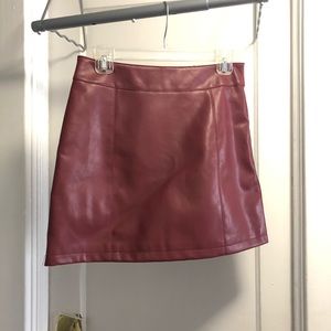 BRAND NEW! Maroon faux leather skirt